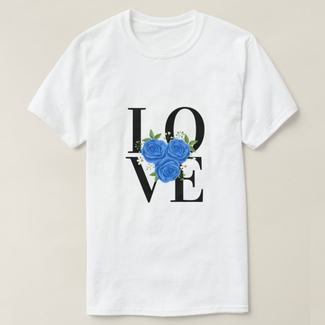 Camiseta AMOR a los rosas azules (Diseño del anverso)