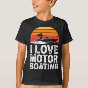 Camiseta Amor a motor de barco vintage puesta de sol lancha