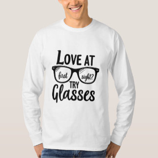 Camiseta ¿Amor a primera vista? Intentar lentes Nerd divert