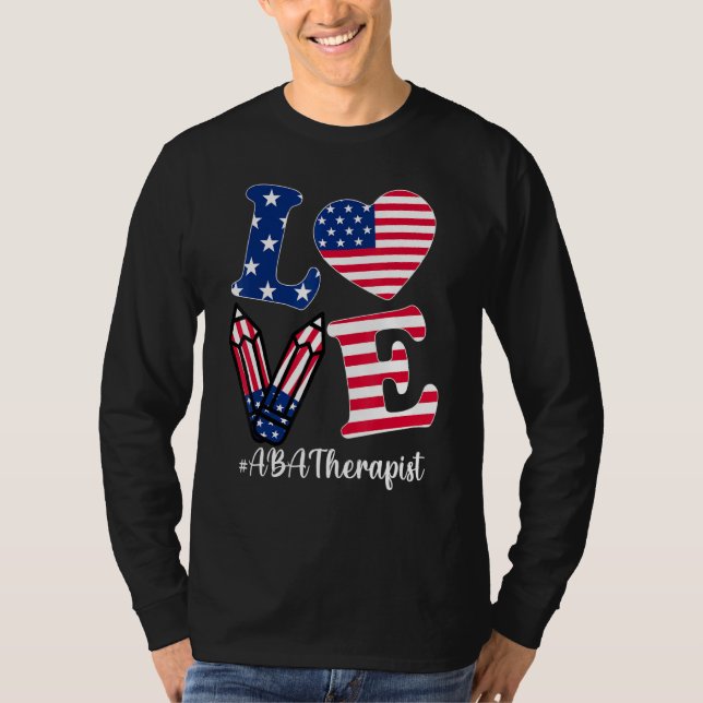 Camiseta Amor Aba Therapist American Flag Appartal 4 De Ju (Anverso)