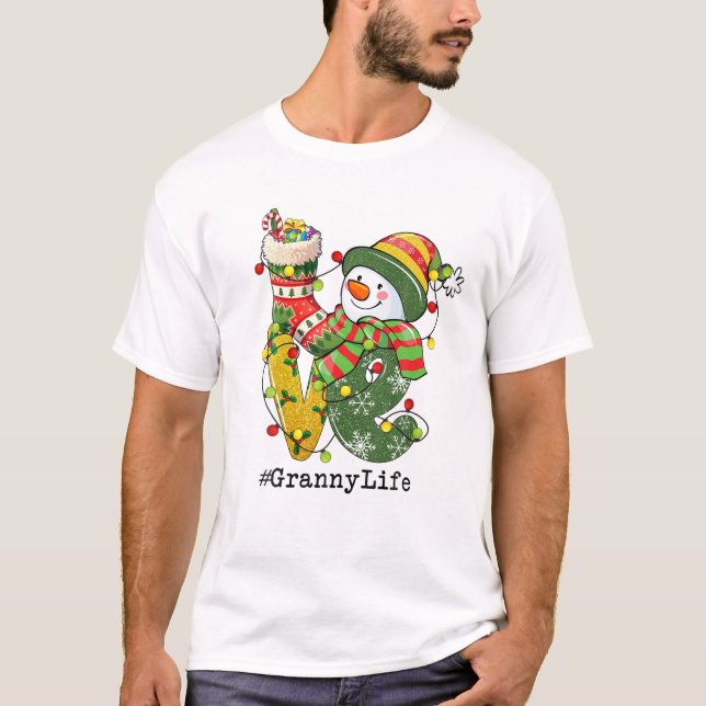 Camiseta AMOR Abuela Vida Navidades Snowman alumbran Pajama (Anverso)