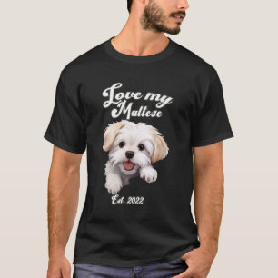 Camiseta Amor Adorable Mi Diseño De Perro Maltés Est. 2022