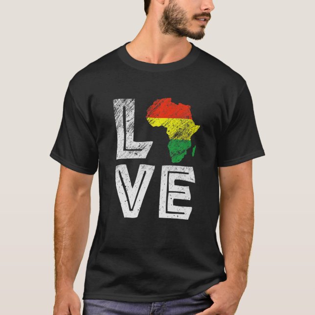 Camiseta AMOR África Mapa de historia negra Mes de la histo (Anverso)