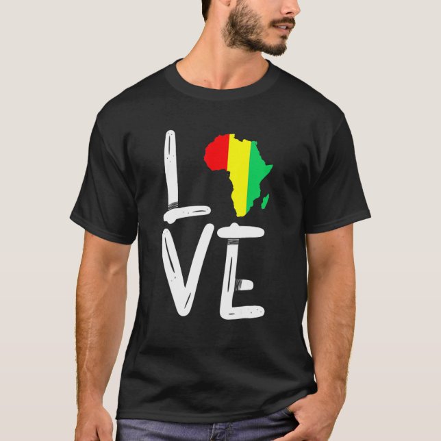 Camiseta AMOR África Mapa de Historia Negra Mes Hombres Muj (Anverso)