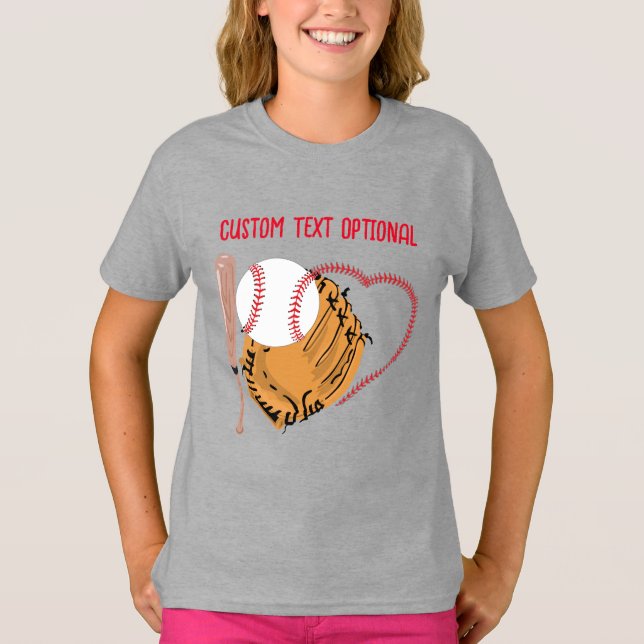 Camiseta Amor al béisbol, guantes y murciélagos (Anverso)