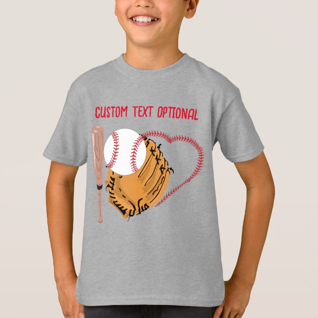 Camiseta Amor al béisbol, guantes y murciélagos (Anverso)