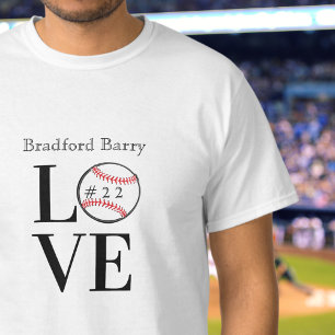Camiseta Amor al béisbol: nombre agregado personalizado y n