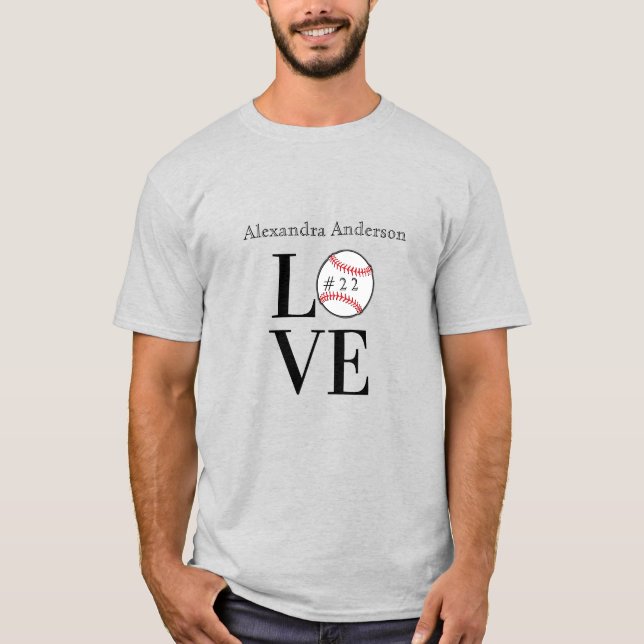 Camiseta Amor al béisbol: nombre agregado personalizado y n (Anverso)
