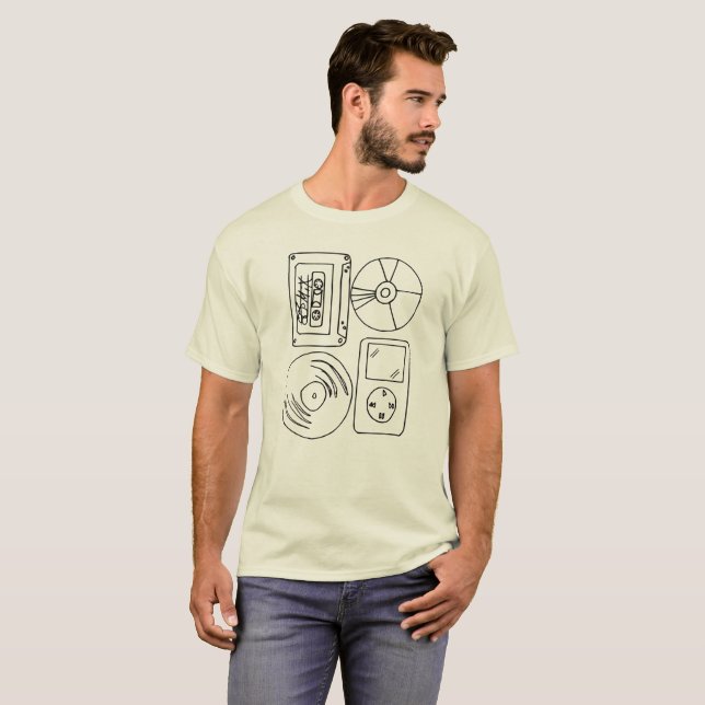Camiseta Amor al escuchar el dibujo gráfico primitivo de la (Anverso completo)