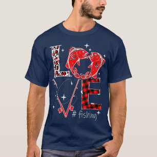 Camiseta Amor al leopardo rojo vivo Corazones de pescar Val