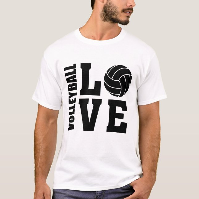 Camiseta Amor al voleibol negro, voleibol (Anverso)