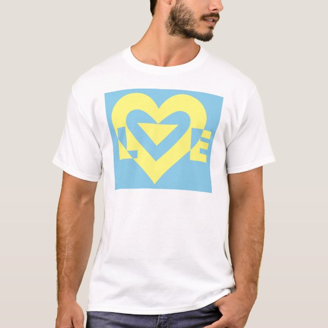 Camiseta Amor Amarillo en azul (Anverso)