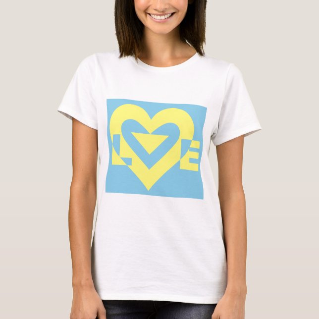 Camiseta Amor Amarillo en azul (Anverso)