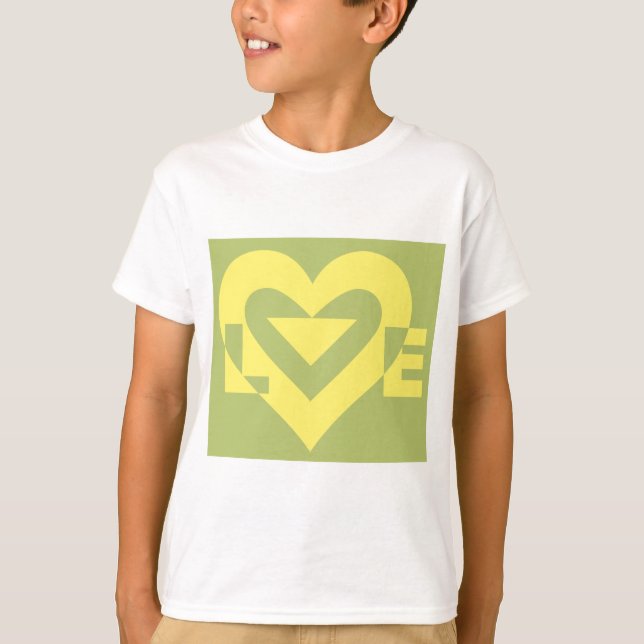 Camiseta Amor Amarillo en verde sabio (Anverso)