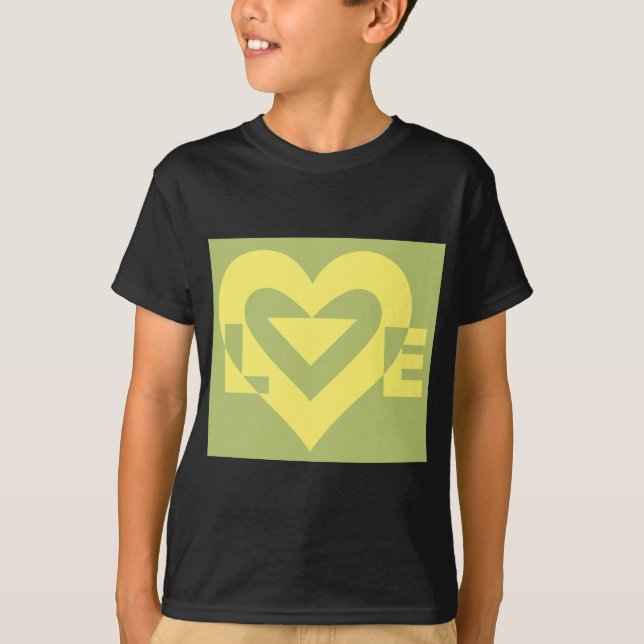Camiseta Amor Amarillo en verde sabio (Anverso)