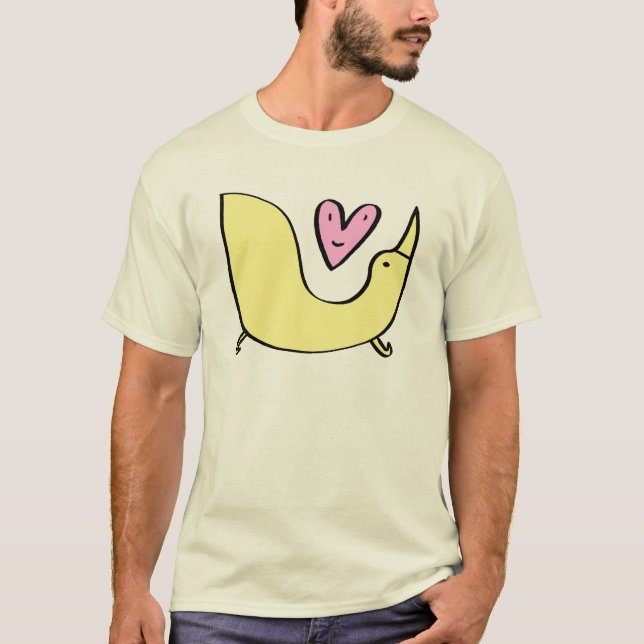 Camiseta Amor amarillo grande del pájaro del amor (Anverso)