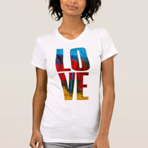 Camiseta Amor Amarillo Negro Azul Rojo Rojo Trendy Resumen 