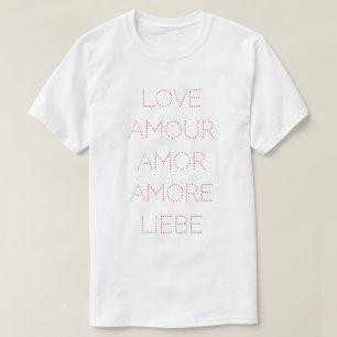 Camiseta Amor Amor Amor Amore Liebe, Rojo, Personalizado