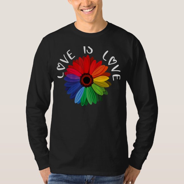 Camiseta Amor Amor Amor Daisy Lgbt Gay Arcoiris (Anverso)