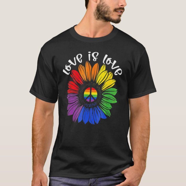 Camiseta Amor Amor Amor Daisy Lgbt Gay Arcoiris (Anverso)