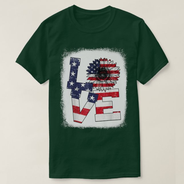 Camiseta Amor Azucarado 4 De Julio Amo Girasol Patriótico A (Diseño del anverso)