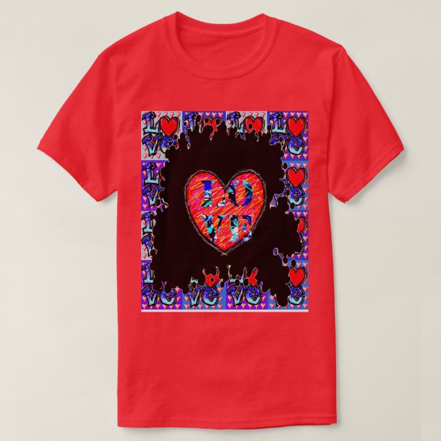 Camiseta Amor azul corazón rojo (Diseño del anverso)