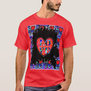Camiseta Amor azul corazón rojo