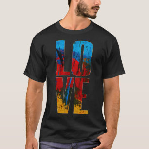 Camiseta Amor Azul Rojo Negro Amarillo Moda Resumen Arte