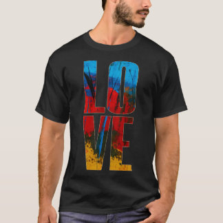Camiseta Amor Azul Rojo Negro Amarillo Moda Resumen Arte