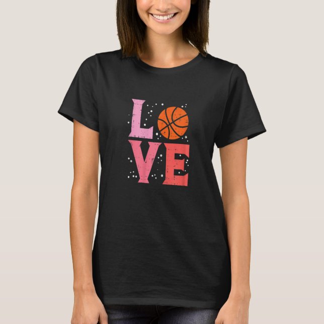 Camiseta Amor Baloncesto Cute Deportes Lover Hombres Mujere (Anverso)