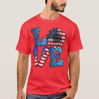 Camiseta AMOR Bandera Americana Girasol 4 De Julio