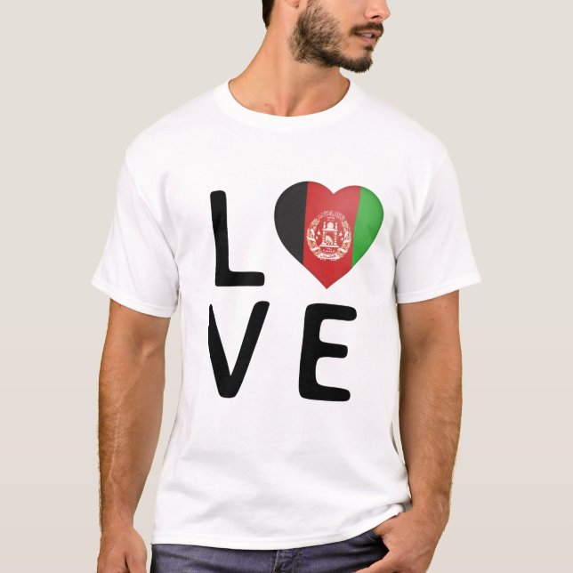 Camiseta Amor - Bandera de Afganistán (Anverso)