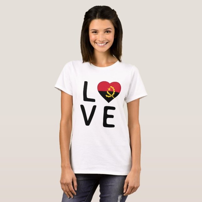 Camiseta Amor - Bandera de Angola (Anverso completo)