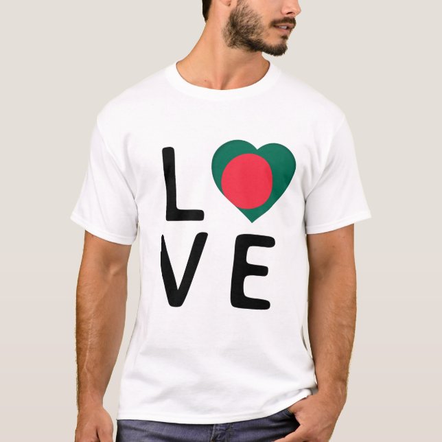 Camiseta Amor - Bandera de Bangladesh (Anverso)