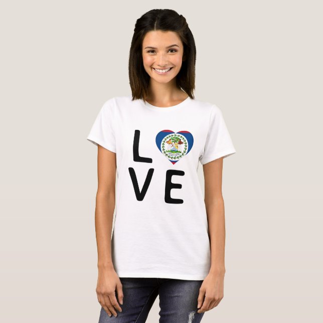 Camiseta Amor - Bandera de Belice (Anverso completo)