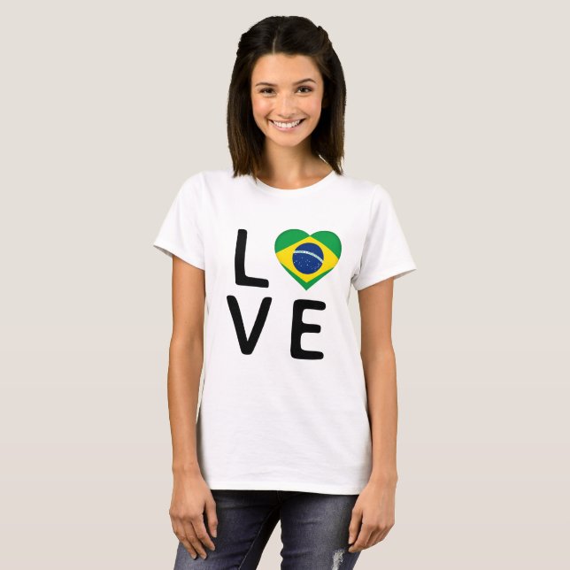 Camiseta Amor - Bandera de Brasil (Anverso completo)