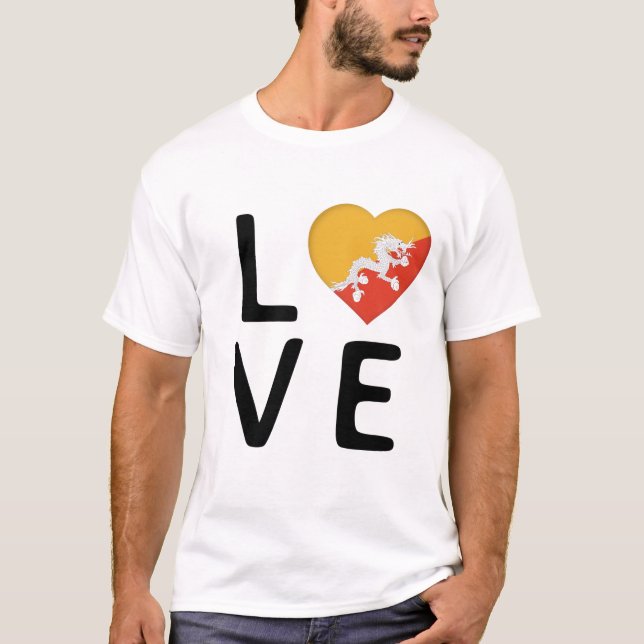 Camiseta Amor - Bandera de Bután (Anverso)