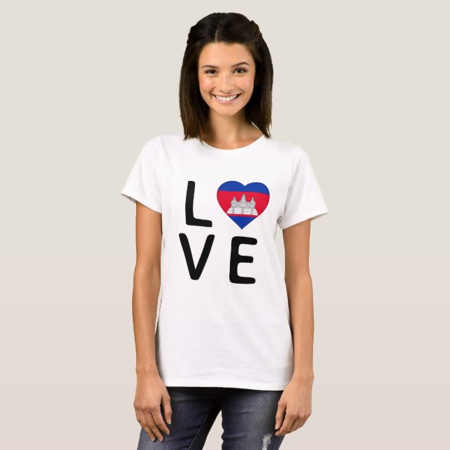 Camiseta Amor - Bandera de Camboya (Anverso completo)
