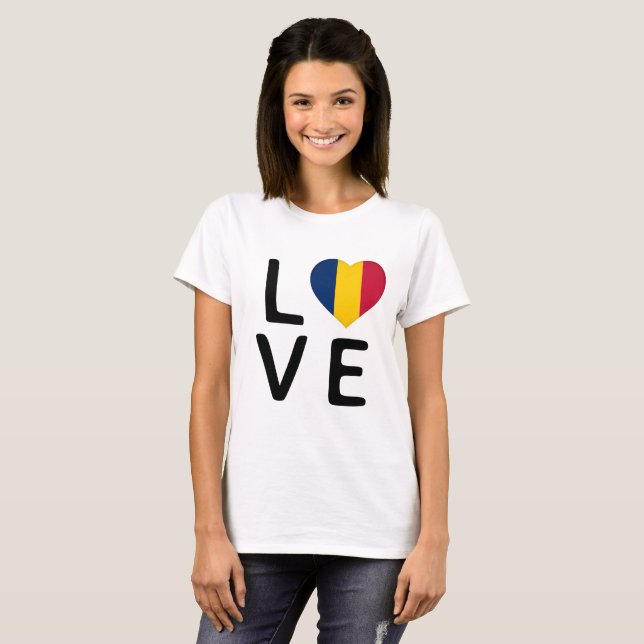 Camiseta Amor - Bandera de Chad (Anverso completo)