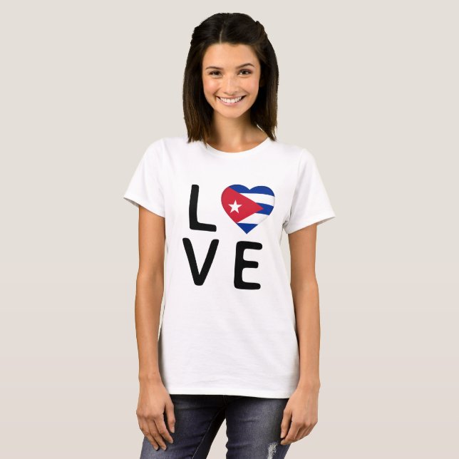Camiseta Amor - Bandera de Cuba (Anverso completo)