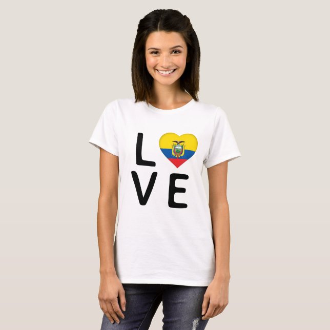 Camiseta Amor - Bandera de Ecuador (Anverso completo)