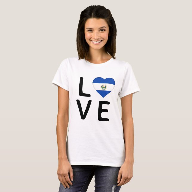 Camiseta Amor - Bandera de El Salvador (Anverso completo)