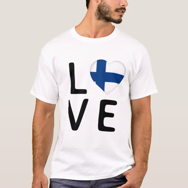 Camiseta Amor - Bandera de Finlandia (Anverso)