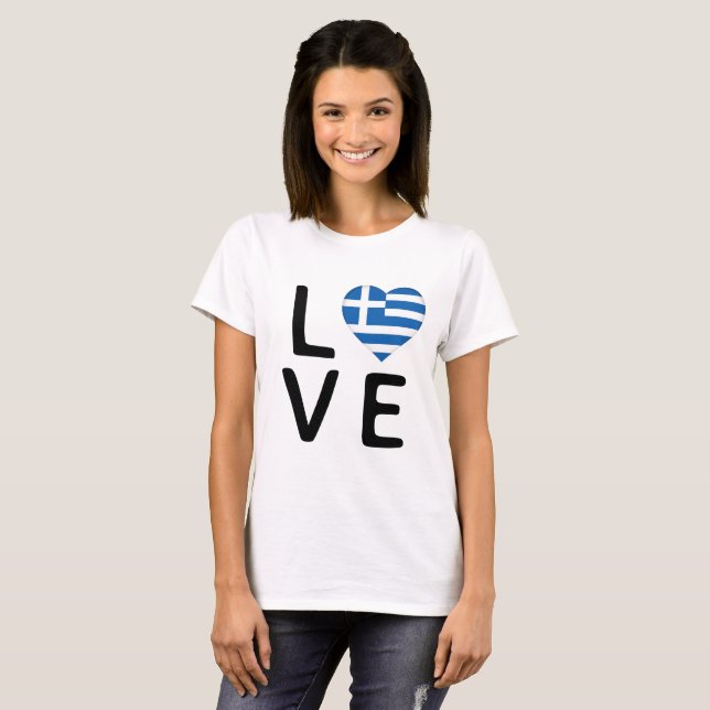 Camiseta Amor - Bandera de Grecia (Anverso completo)