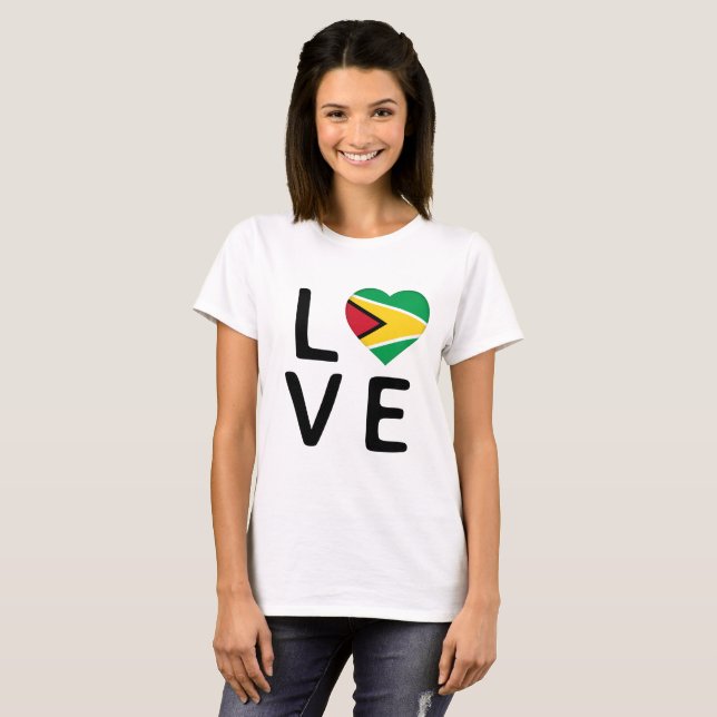 Camiseta Amor - Bandera de Guyana (Anverso completo)