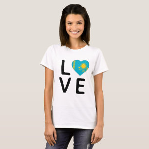 Camiseta Amor - Bandera de Kazajistán