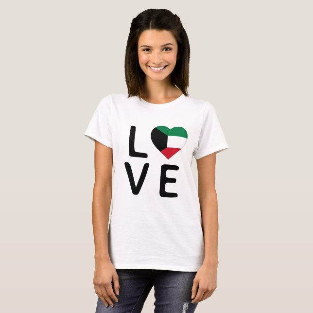 Camiseta Amor - Bandera de Kuwait (Anverso completo)