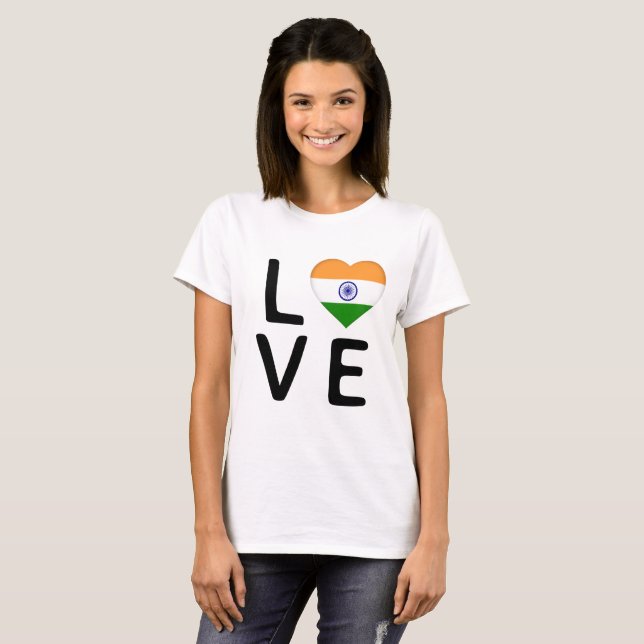 Camiseta Amor - Bandera de la India (Anverso completo)