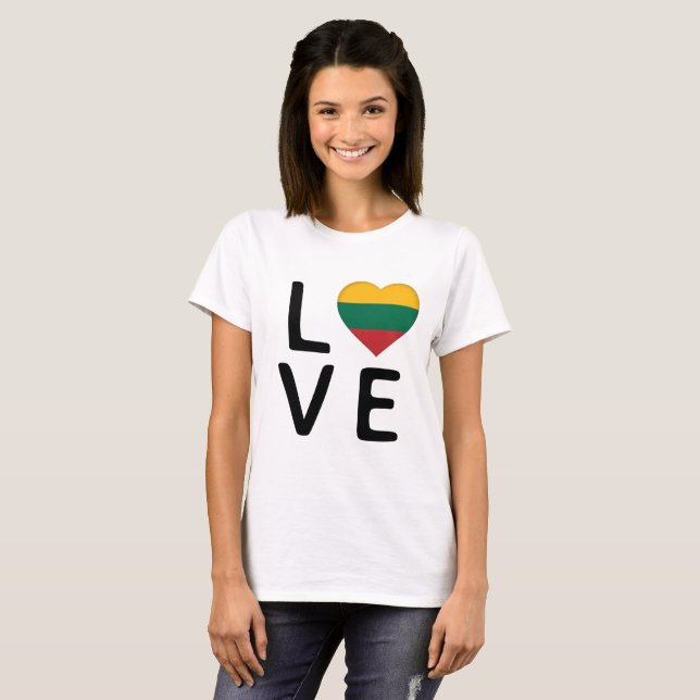 Camiseta Amor - Bandera de Lituania (Anverso completo)