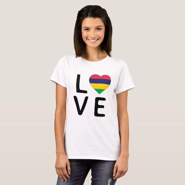 Camiseta Amor - Bandera de Mauricio (Anverso completo)